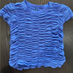 Anthropologie Purple Ruched or Textured Short Sleeve Top